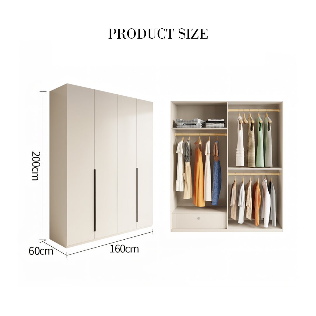 Petrov Wooden Wardrobe, Cream-Weilai Concept-160 x 60 x 200cm-Weilai Concept