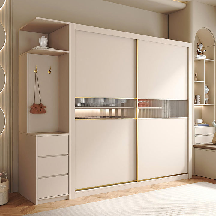 Jansen Sliding Door Wardrobe, Cream-Weilai Concept-Weilai Concept