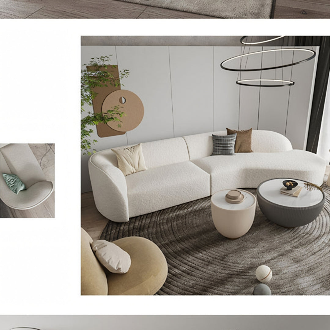 Welby Three Seater Curved Sofa, White