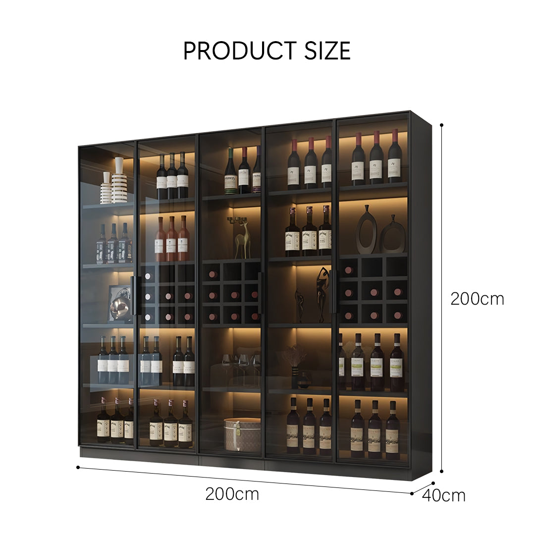 Hampshire I Wine Cabinet, Wine Storage With Glass Doors & Lights-Weilai Concept-200cm-Weilai Concept