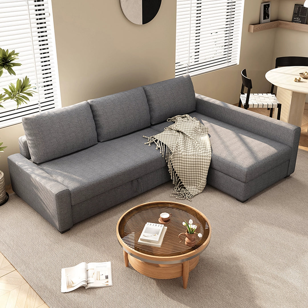 Edwards Three Seater Corner Sofa Bed With Storage, Linen-Weilai Concept-Weilai Concept