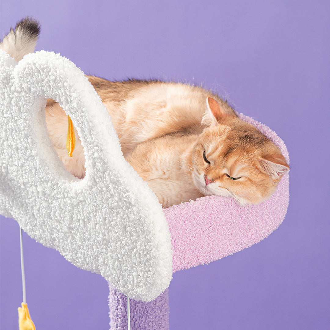 Díaz Cat Climber, Cat Tree, Coral Fleece, Purple-Weilai Concept-Weilai Concept