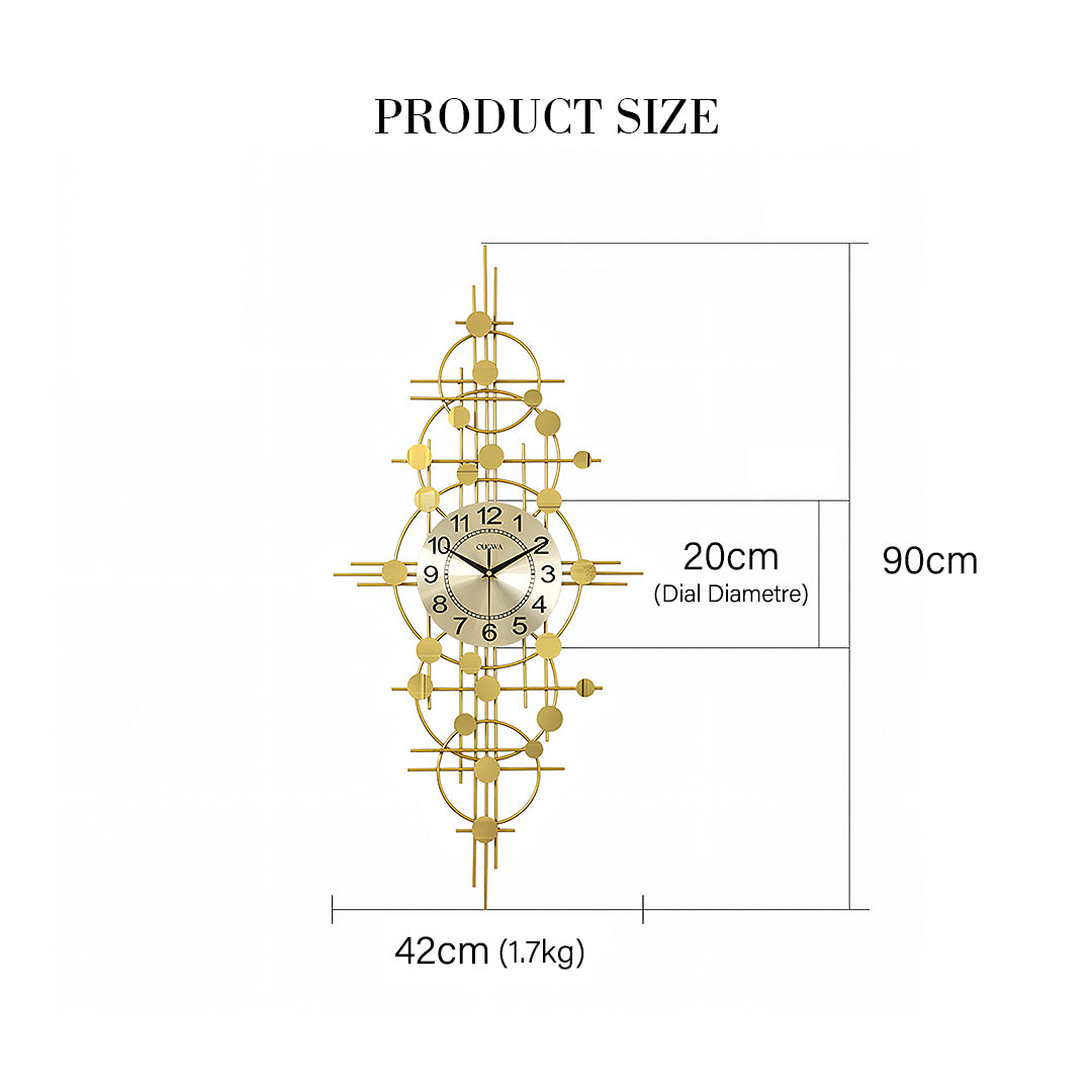 Cohen Art Deco Gold Wall Clock, Silent Clock, Horizontal Or Vertical-Weilai-Weilai Concept