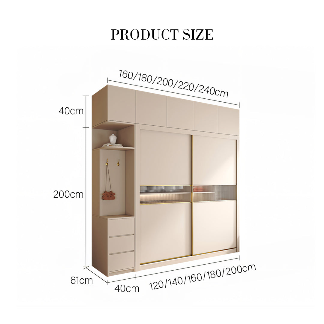 Jansen Sliding Door Wardrobe, Cream-Weilai Concept-Weilai Concept