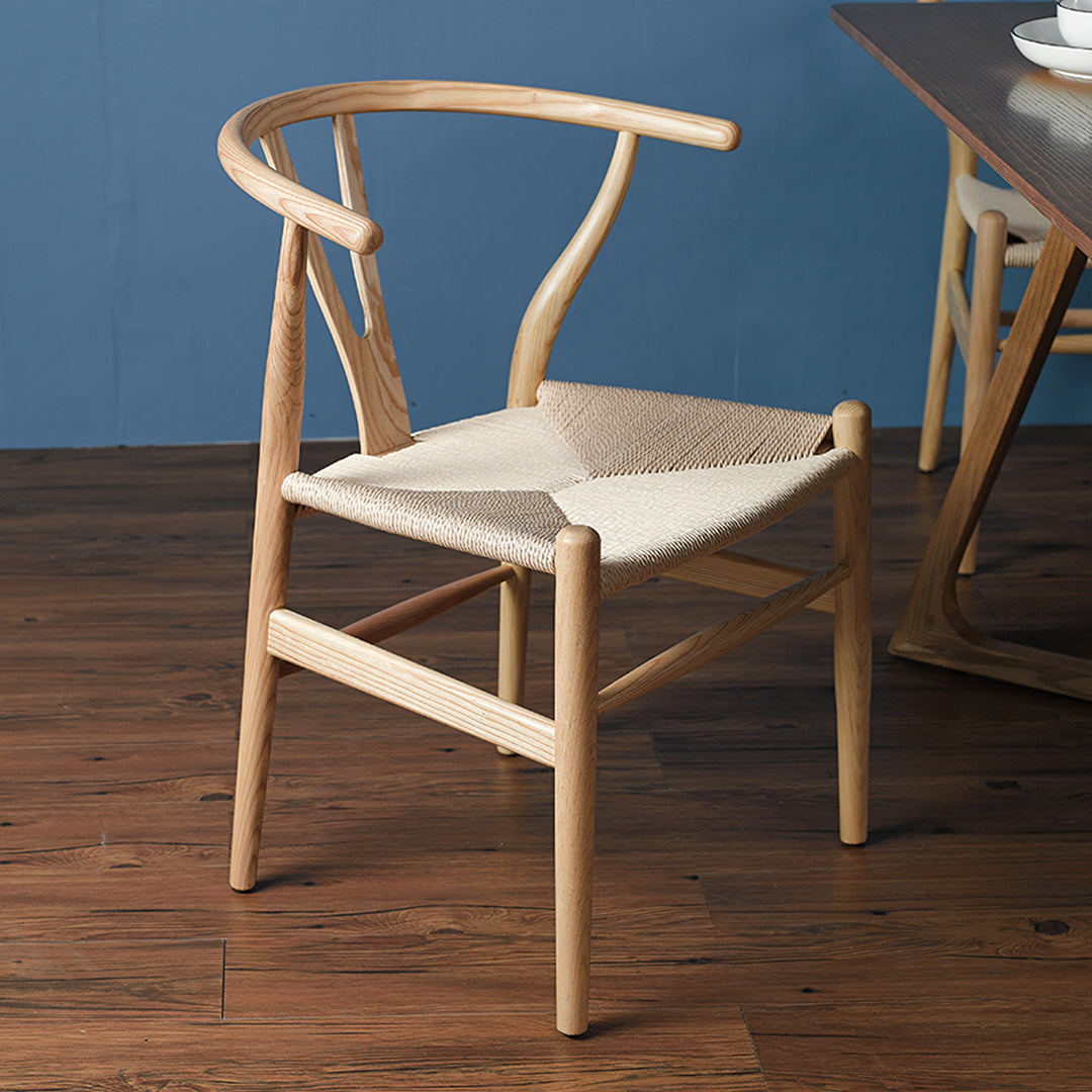 Gupta Dining Chair, Solid Wood & Rattan, Oak