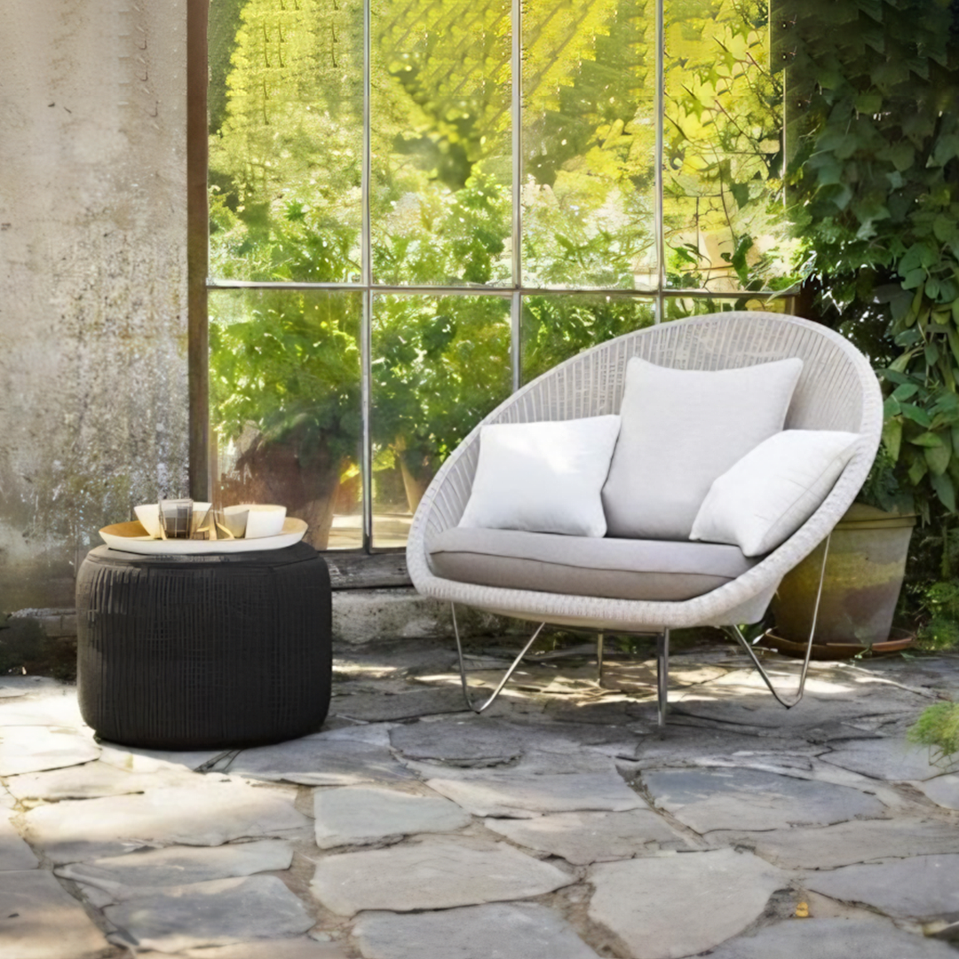 Chaise de jardin en rotin Munkhbat, chaise longue d'extérieur 