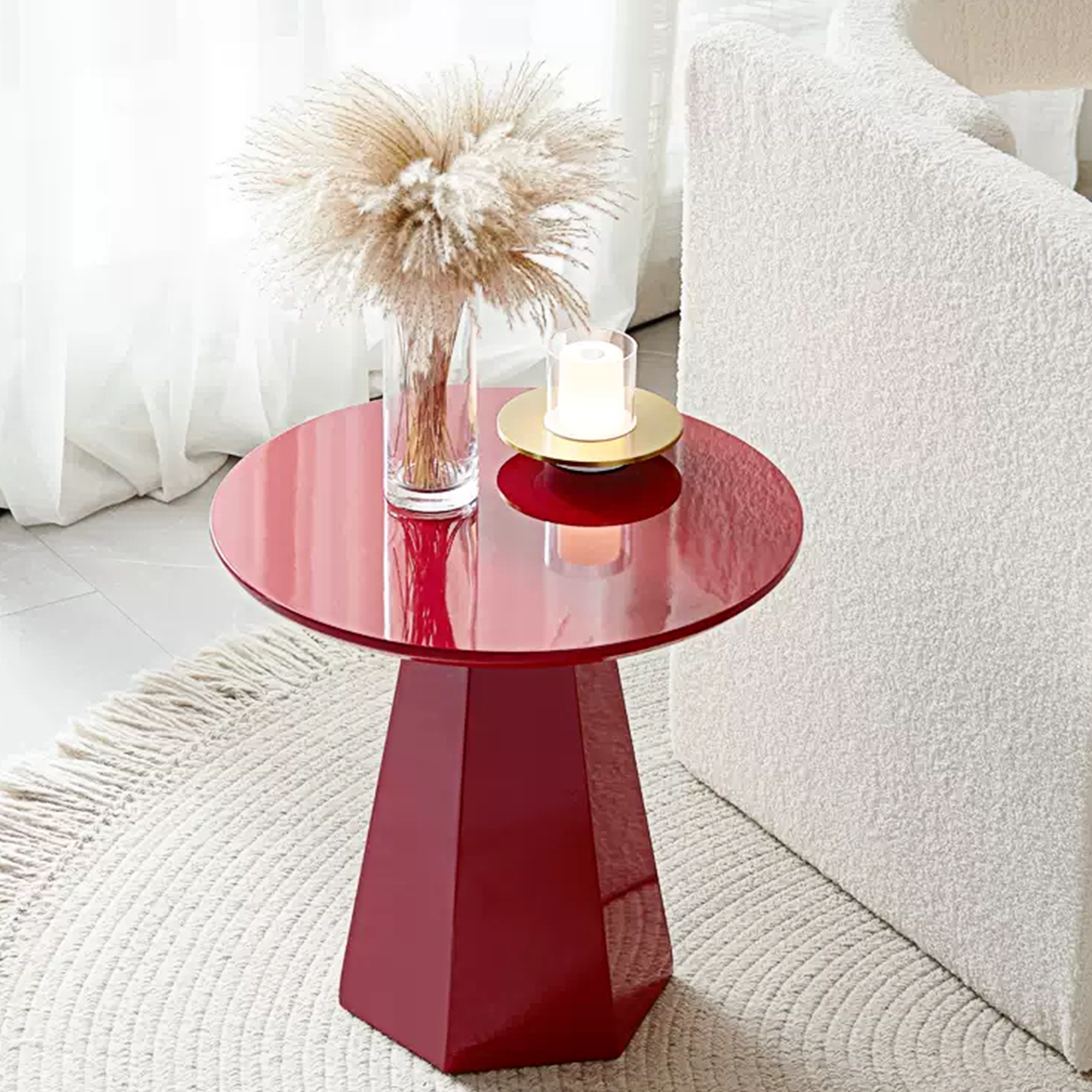 Melpomene Round Side Table, Red-Weilai Concept-Weilai Concept