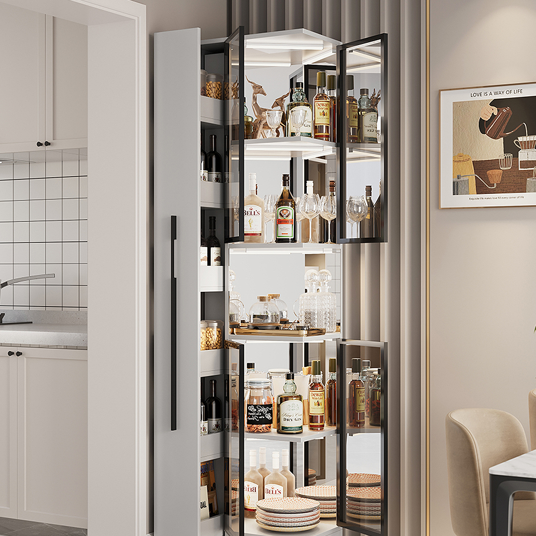 Aquila Wine Storage Cabinet, Modern Drinks Cabinet, With Trolley