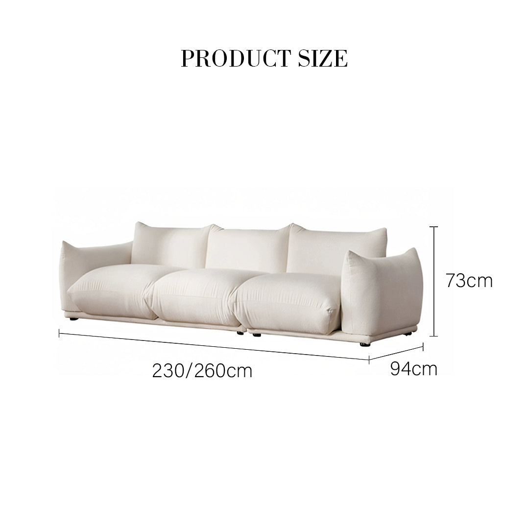 Isabella Two Seater, Three Seater Sofa, Boucle Or Velvet, White-Weilai Concept-Weilai Concept