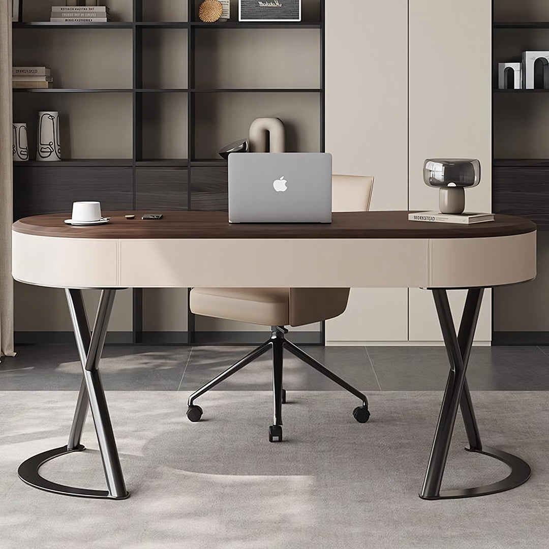 Chika Modern Office Desk For Home, Curved Office Desk, Wood-Weilai Concept-Weilai Concept