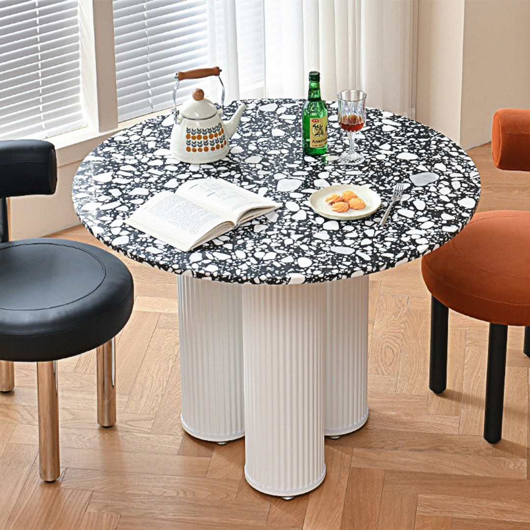 Petite table de salle à manger ronde Martinez, marbre 