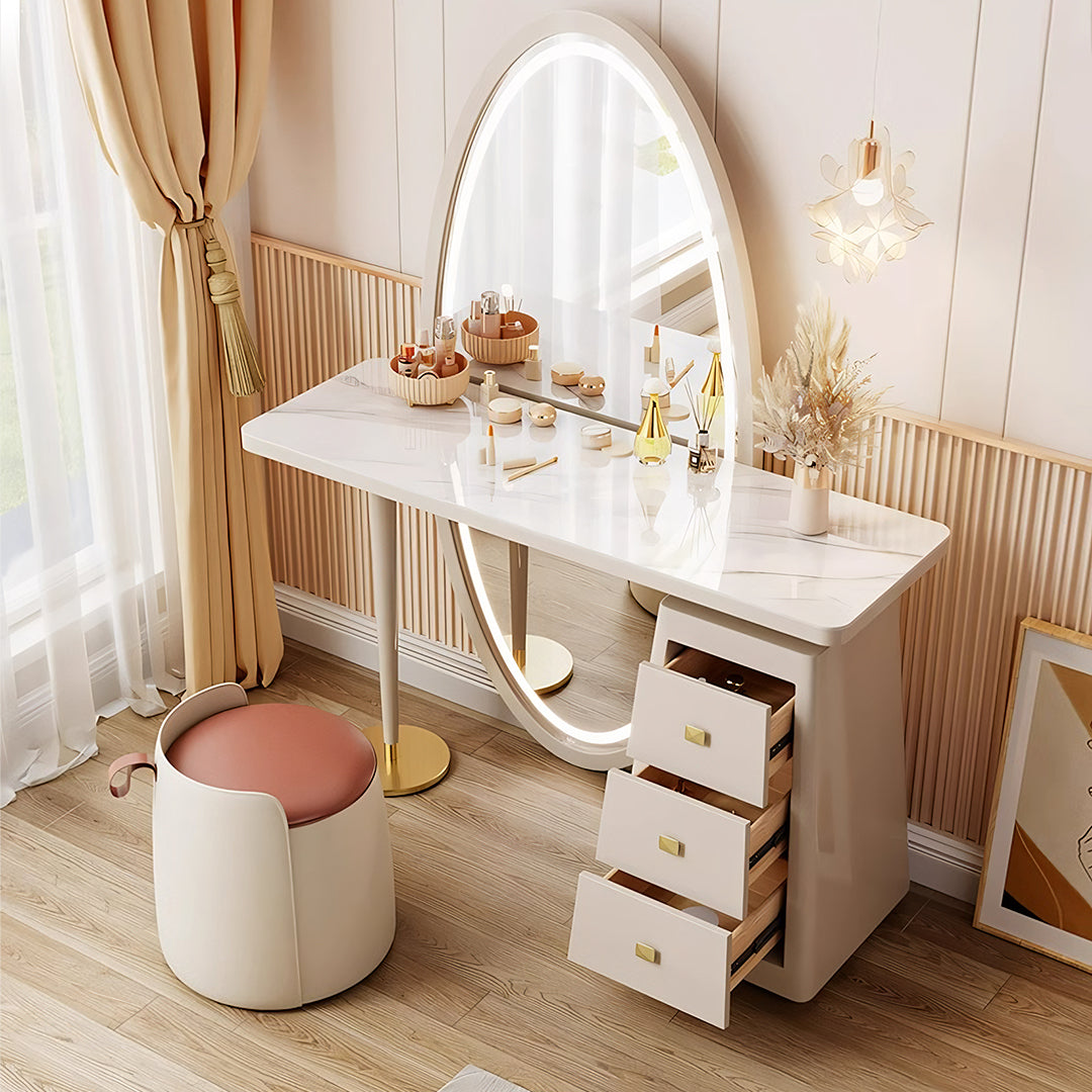 Charlotte Dressing Table With Full Length LED Mirror, Cream