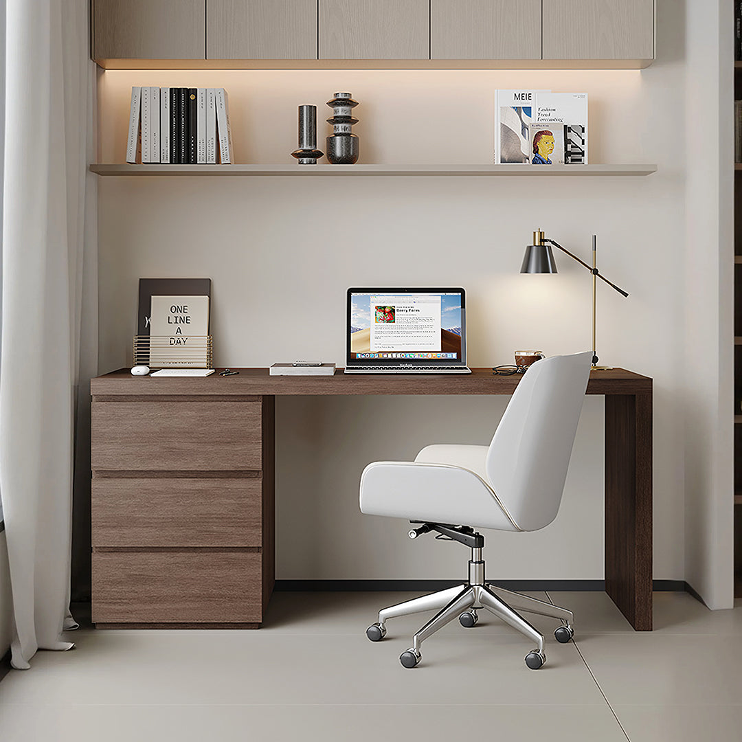 Jamal Office Desk With Storage & Office Chair, Solid Wood-Weilai Concept-Weilai Concept