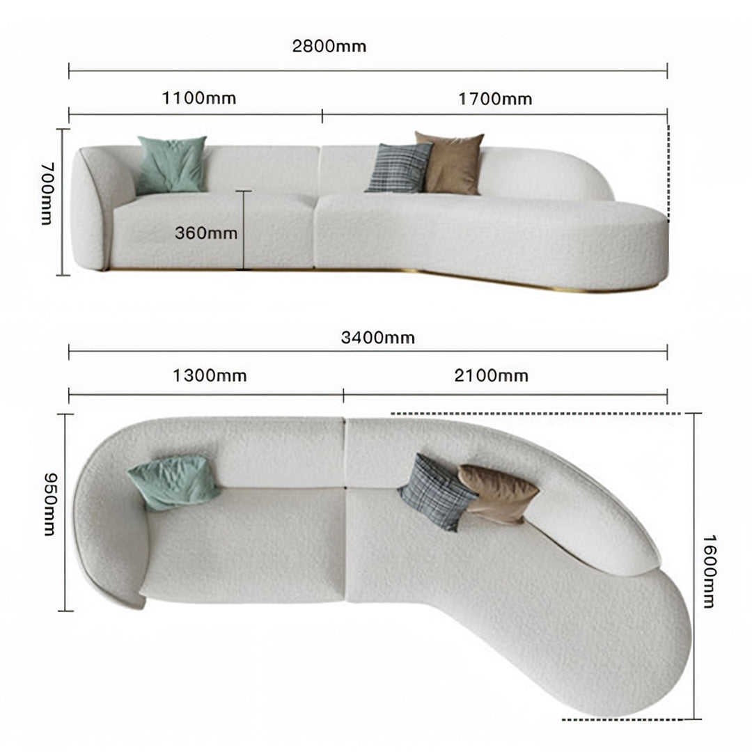 Welby Three Seater Curved Sofa, White