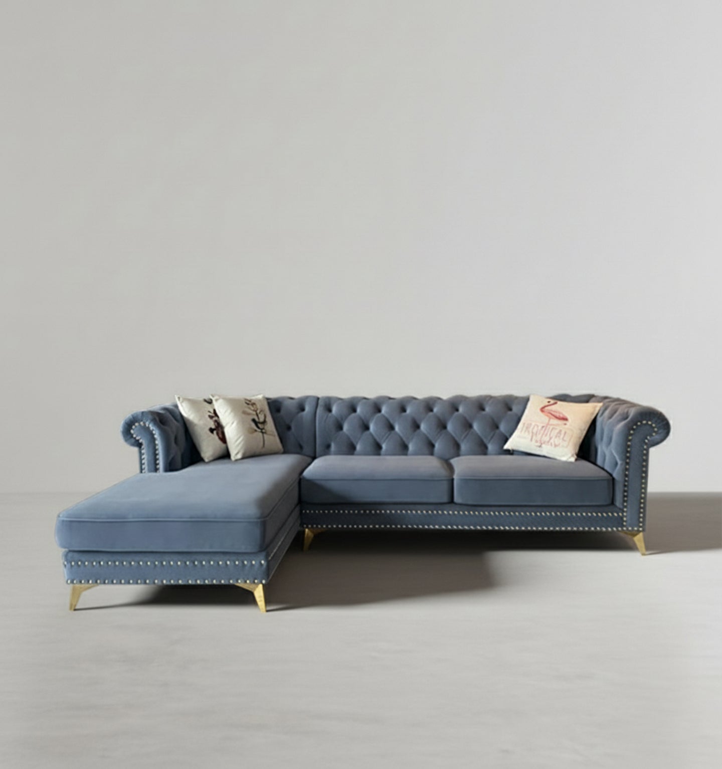 Glamour Three Seater Corner Sofa, Velvet