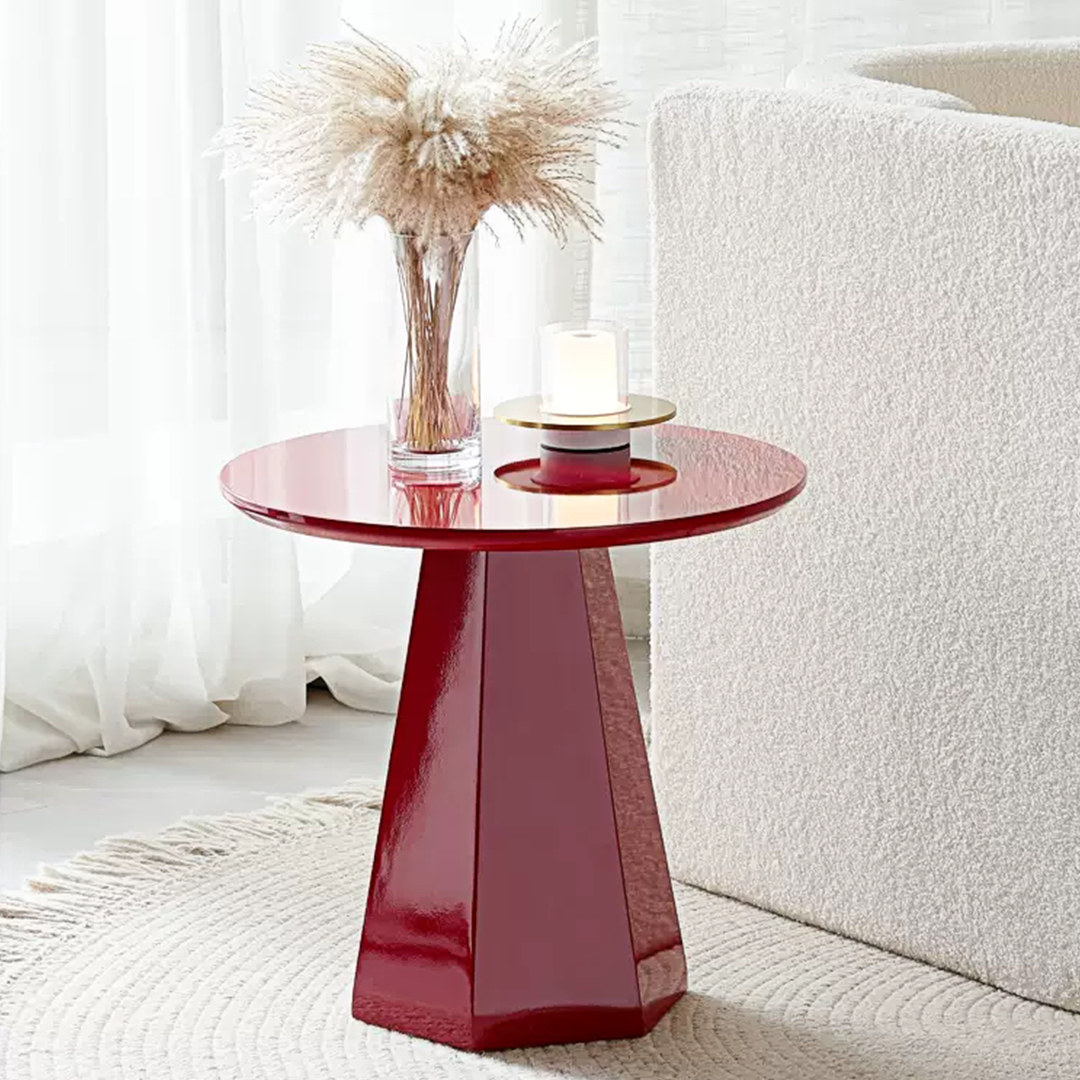 Melpomene Round Side Table, Red-Weilai Concept-Weilai Concept