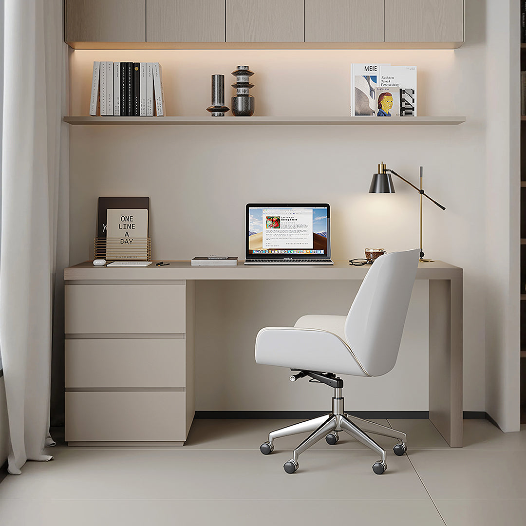 Jamal Office Desk With Storage & Office Chair, Solid Wood-Weilai Concept-Weilai Concept