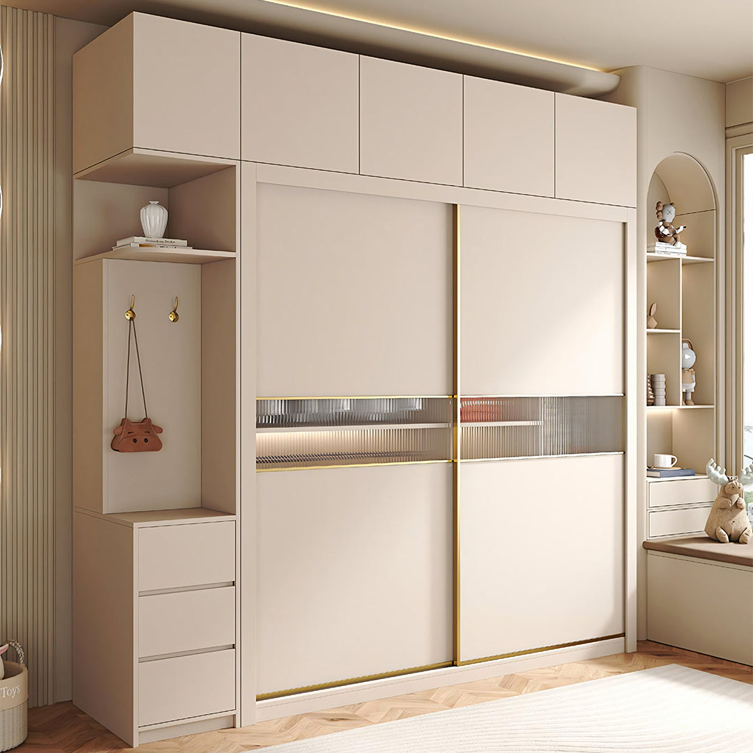 Jansen Sliding Door Wardrobe, Cream-Weilai Concept-Weilai Concept