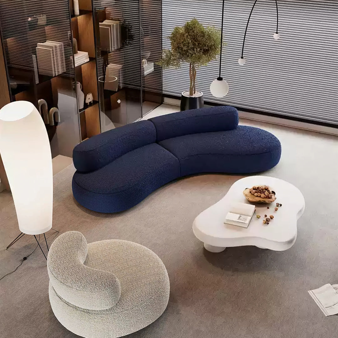 Selim Three Seater Curved Sofa, Modular Sofa, Blue