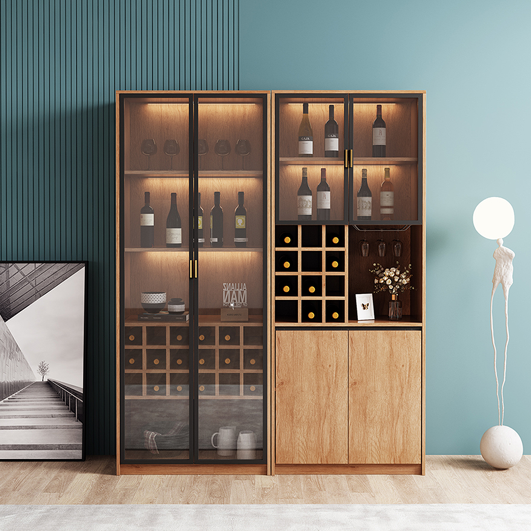 Miranda Tall Wine Cabinet, Drink Cabinet, Solid Wood-Weilai Concept