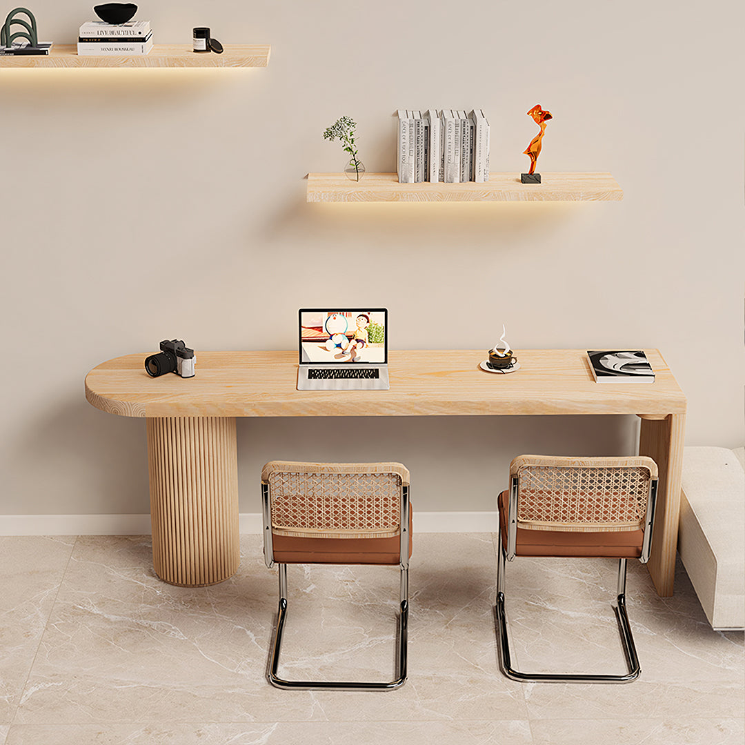 Haruki Narrow Office Desk, Solid Wood, Light Oak-Weilai Concept-Weilai Concept