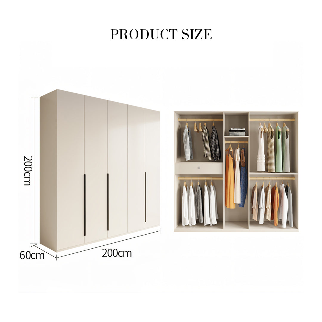 Petrov Wooden Wardrobe, Cream-Weilai Concept-200 x 60 x 200cm-Weilai Concept