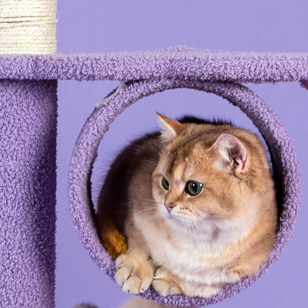 Díaz Cat Climber, Cat Tree, Coral Fleece, Purple-Weilai Concept-Weilai Concept