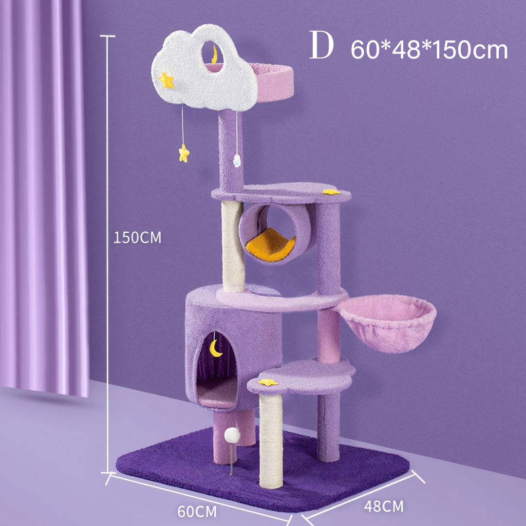 Díaz Cat Climber, Cat Tree, Coral Fleece, Purple-Weilai Concept-Weilai Concept