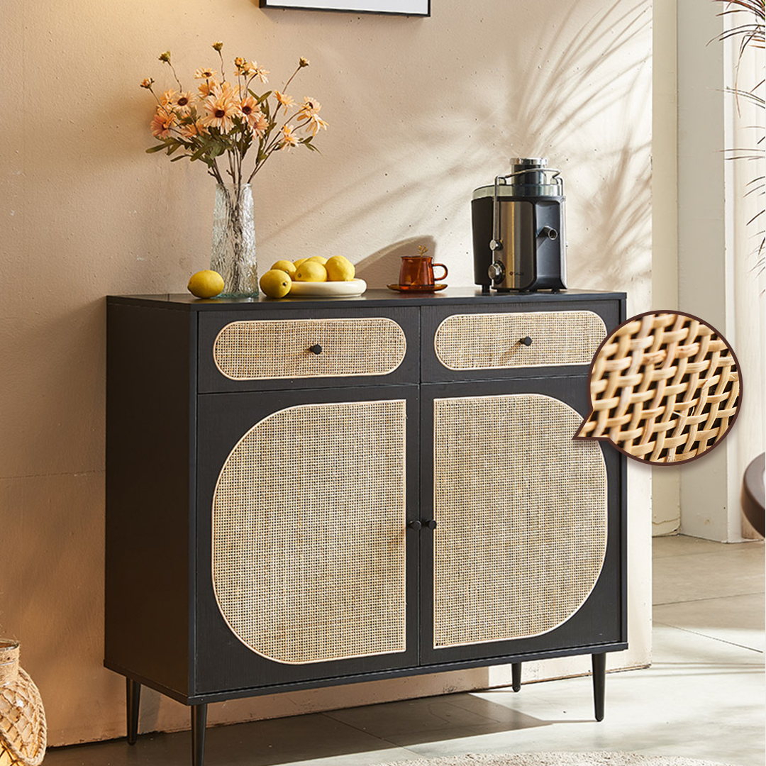 Barbary Rattan Sideboard, Black Or Oak-Weilai Concept-Weilai Concept