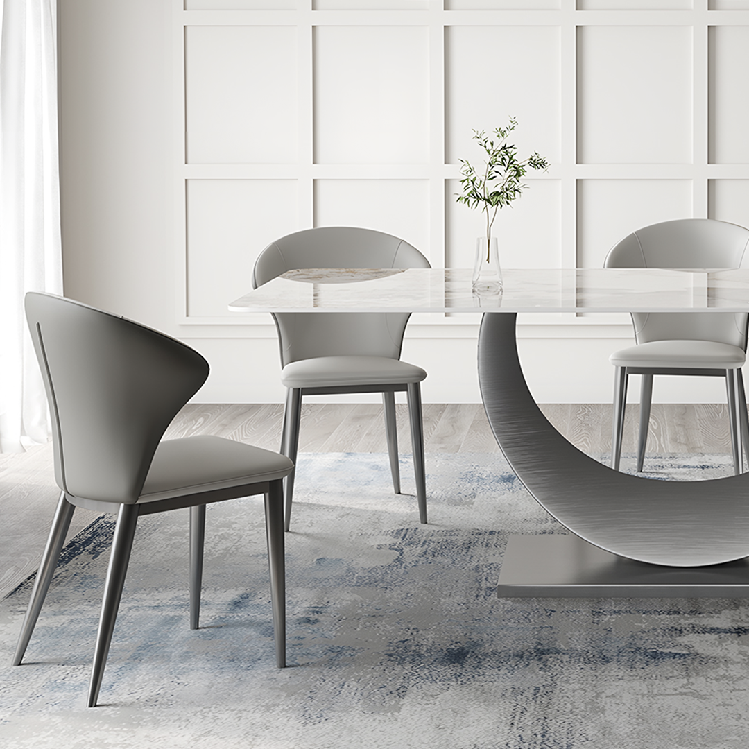 Vera Dining Table & Chairs, Sintered Stone, White-Weilai Concept-Weilai Concept