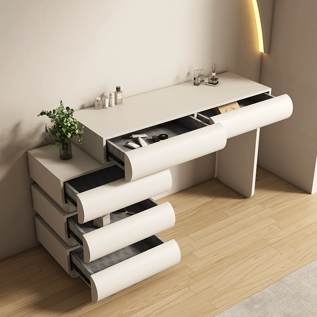 modern cream dressing table Miami Deco Cream Velvet Dressing Table With LED Touch Sensor Mirror