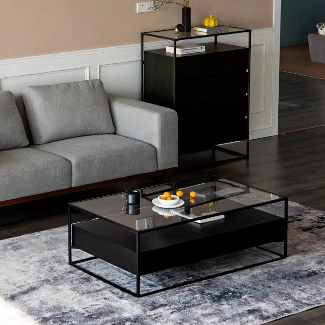 Sanderson Rectangle Coffee Table With Storage, Black