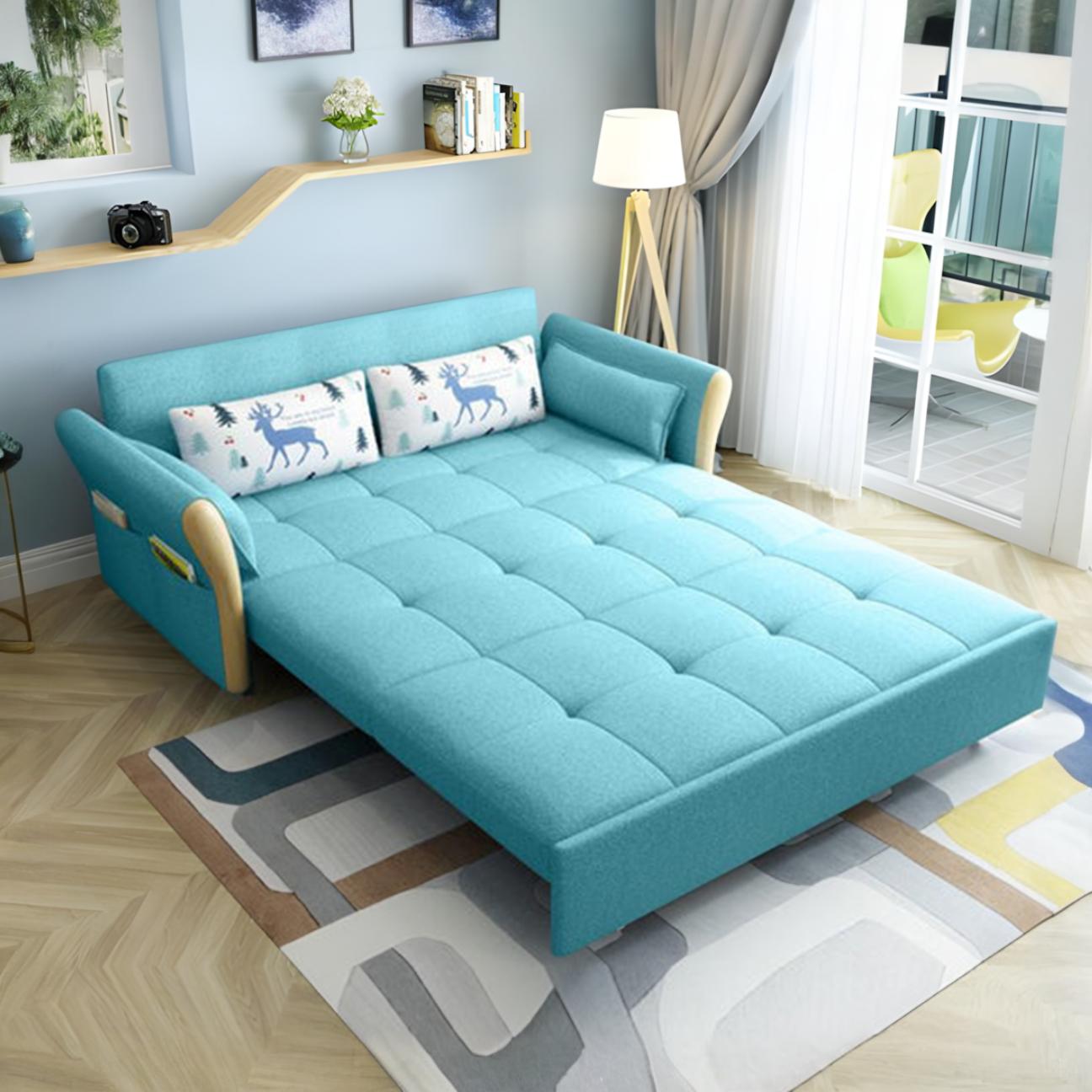 SB152 Two Seater Sofa Bed, Blue-Weilai Concept-Weilai Concept