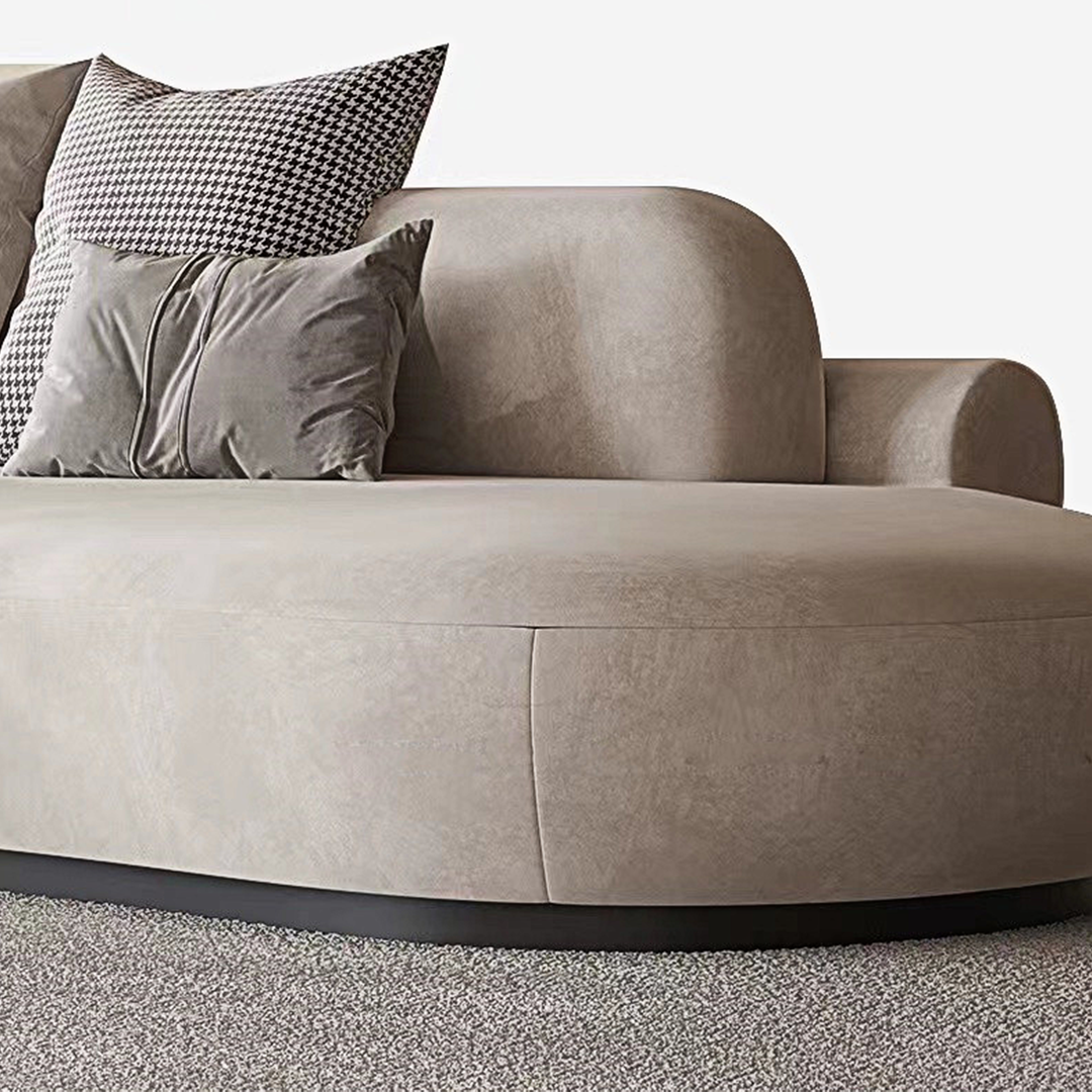 Cosima Grey Three Seater Long Curved Sofa, Velvet
