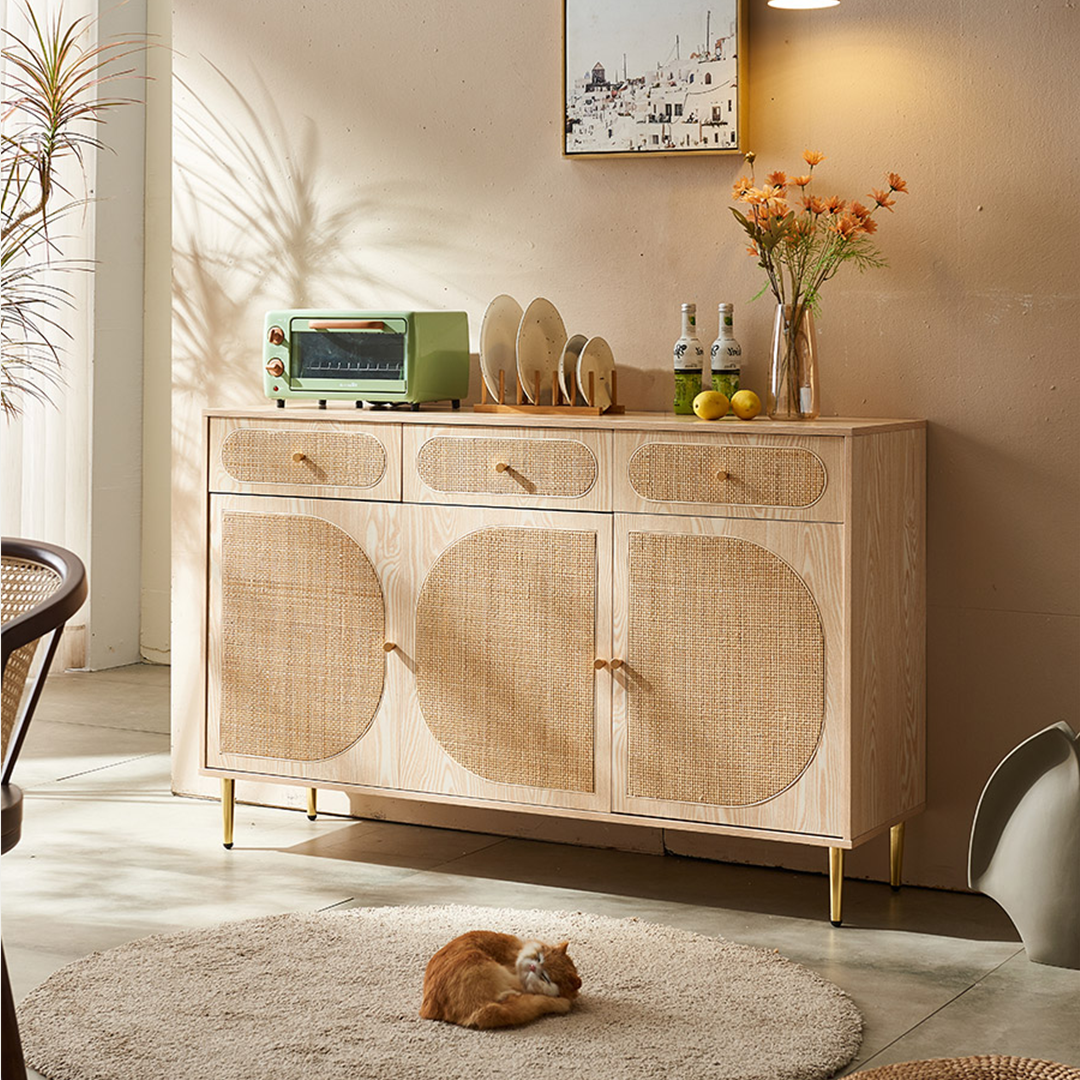 Ballard Rattan Sideboard, Black Or Oak-Weilai Concept-Weilai Concept