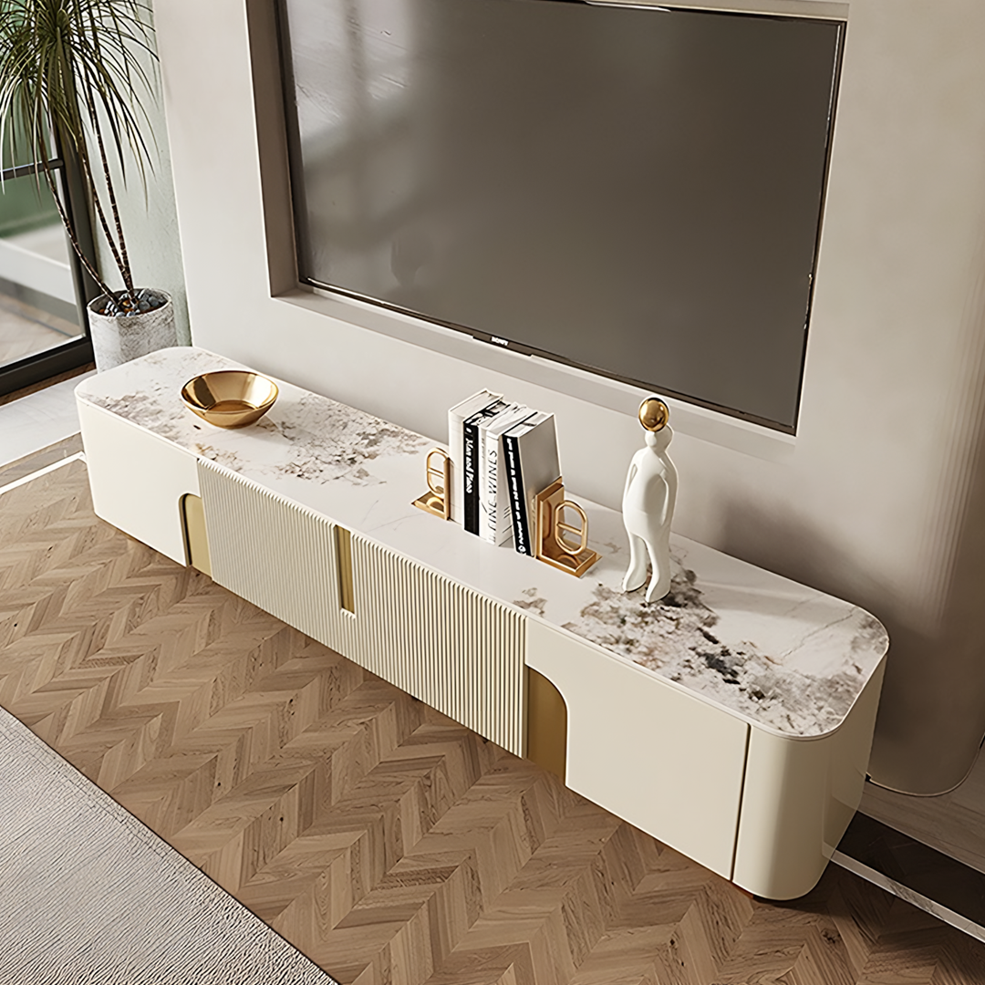 Mueble de TV Athena, color crema y dorado 