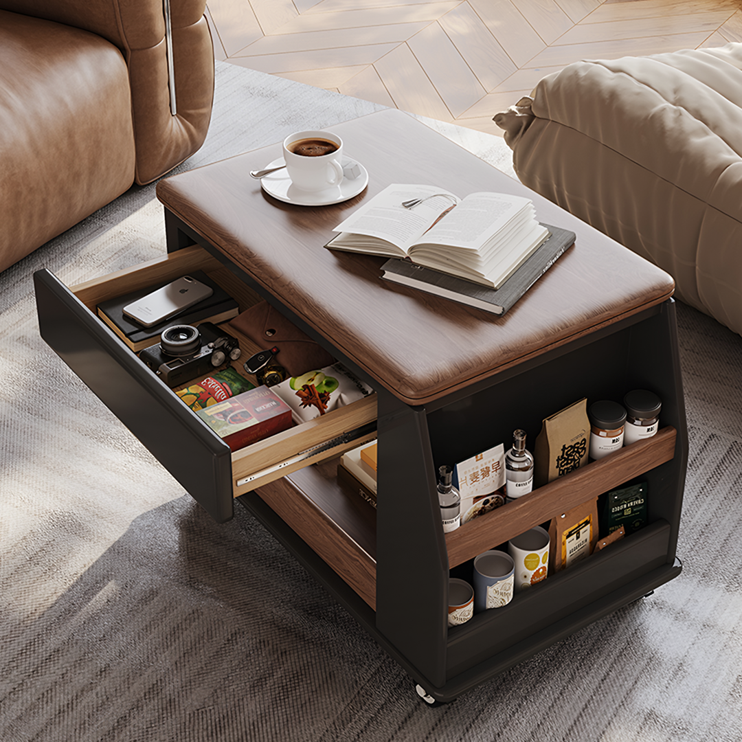 Ariana Lift Up Table, Foldable Coffee Table With Storage & Casters-Weilai Concept-Weilai Concept