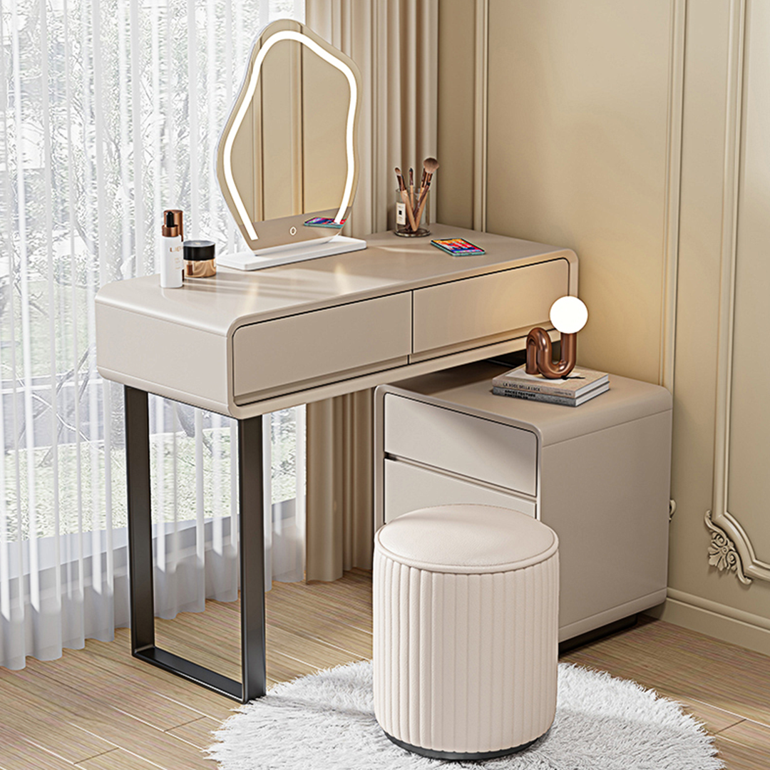 Elysee Dressing Table With LED Mirror, Cream