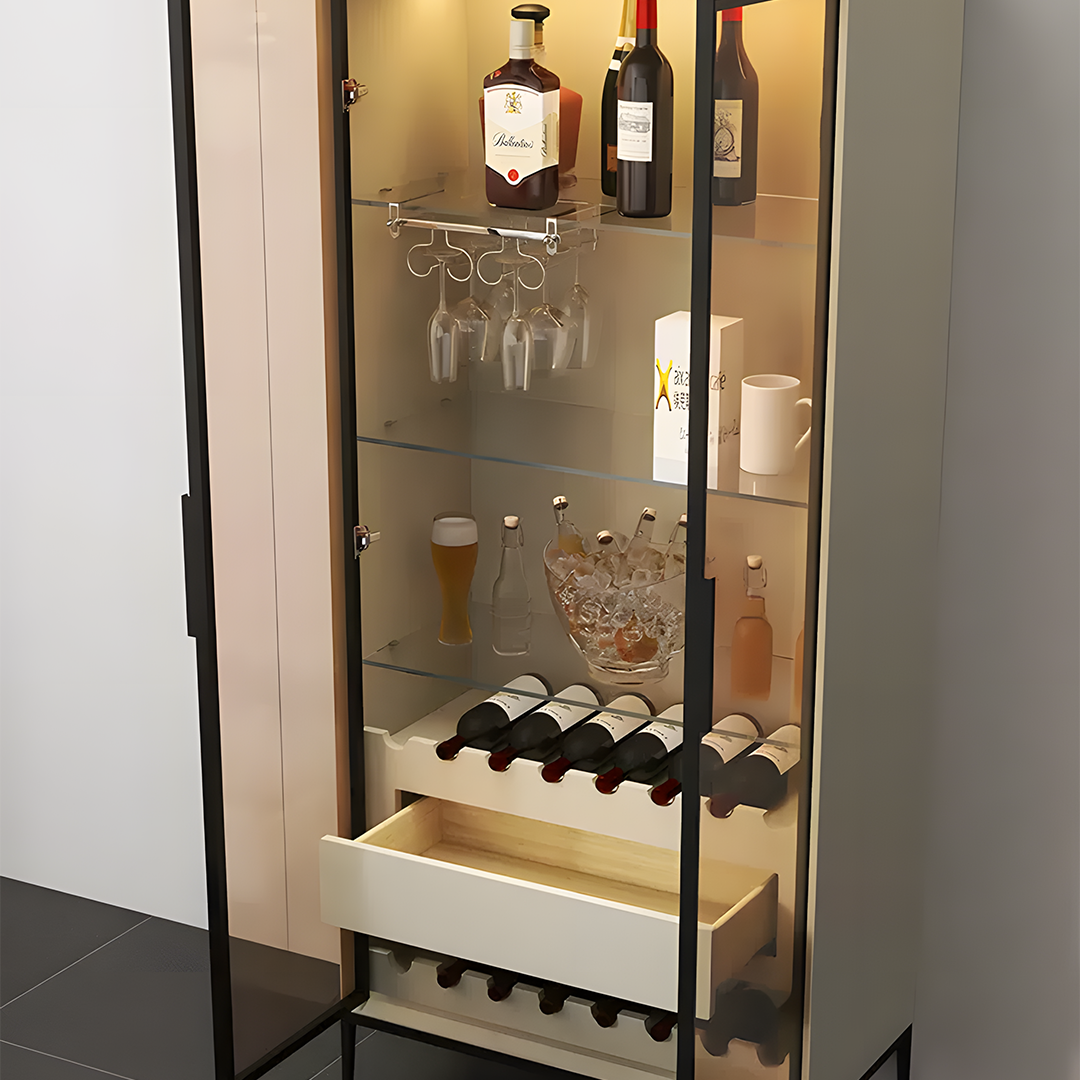 Delfina Wine Cabinet, Cabinet With Wine Rack, Light Grey Wood-Weilai Concept-Weilai Concept