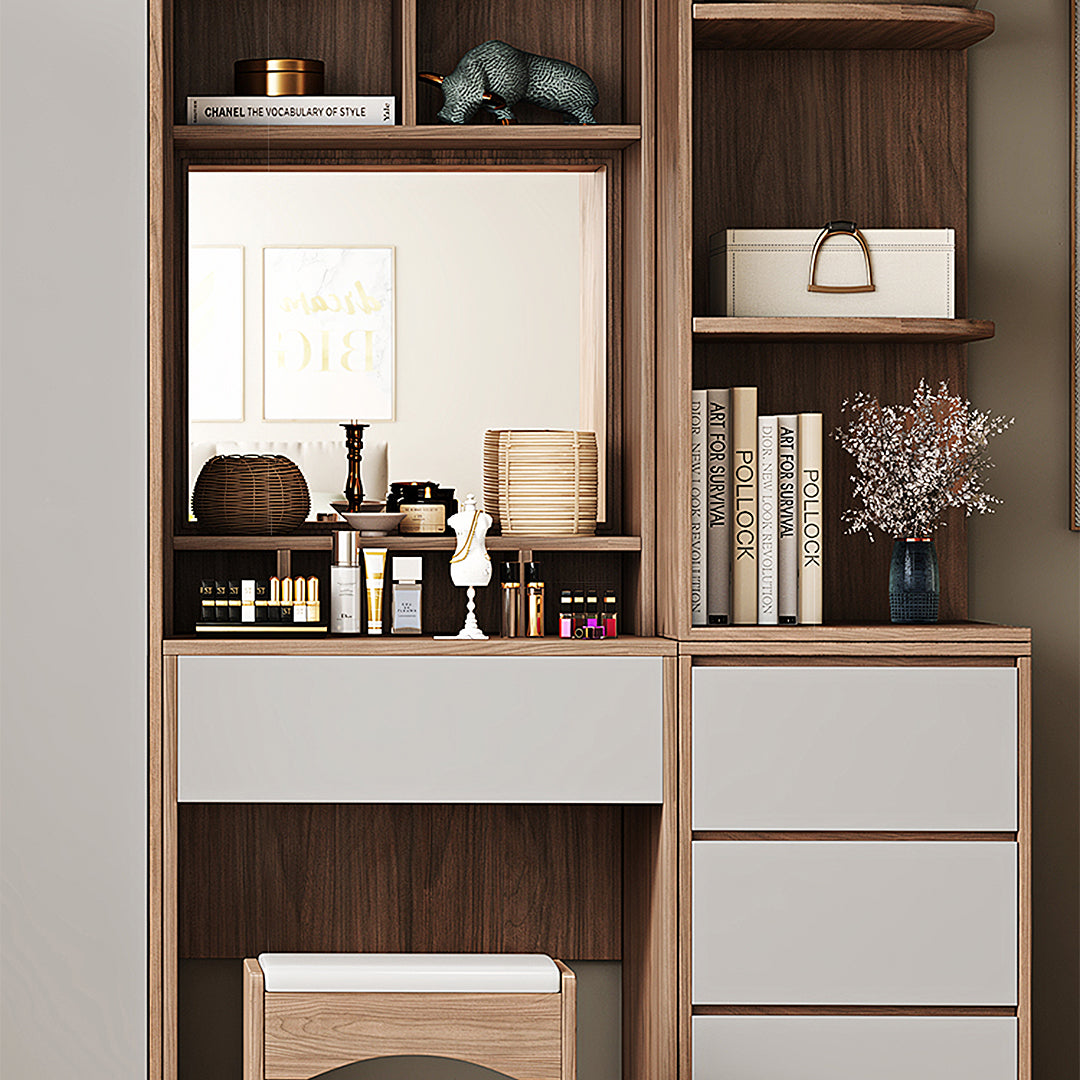 Nascimento Corner Wardrobe, Tall Wardrobe, L Shape Wardrobe With Dressing Table-Weilai Concept-Weilai Concept