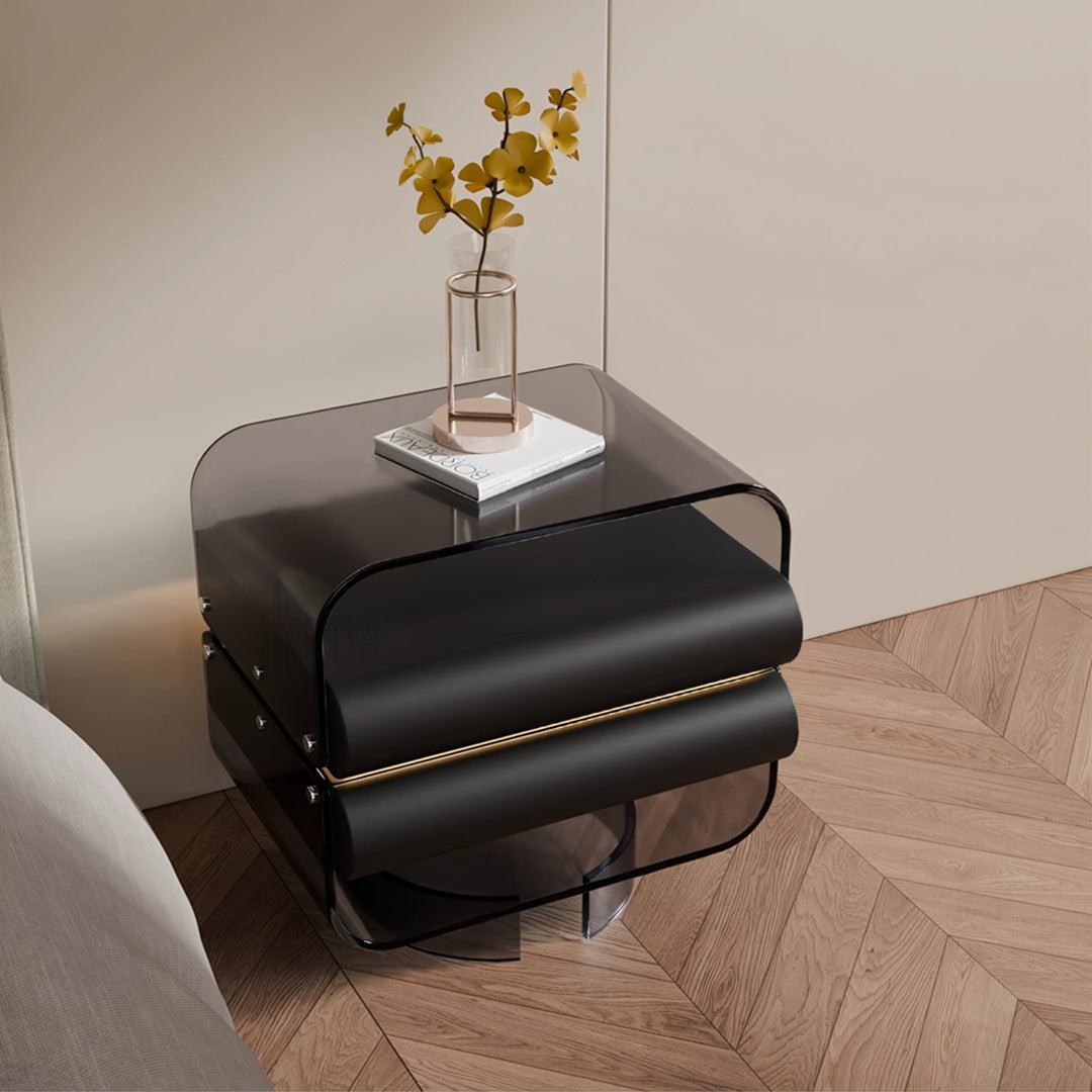 Friesen Rotateble Bedside Table With Storage & Light Strip