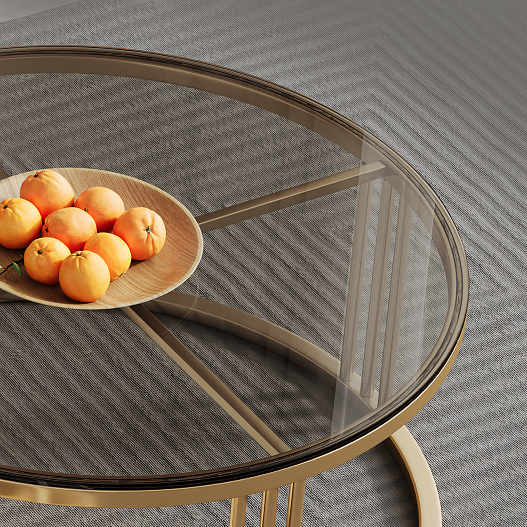 Berlinda Nesting Coffee Table Set, White & Gold-Weilai Concept-Weilai Concept