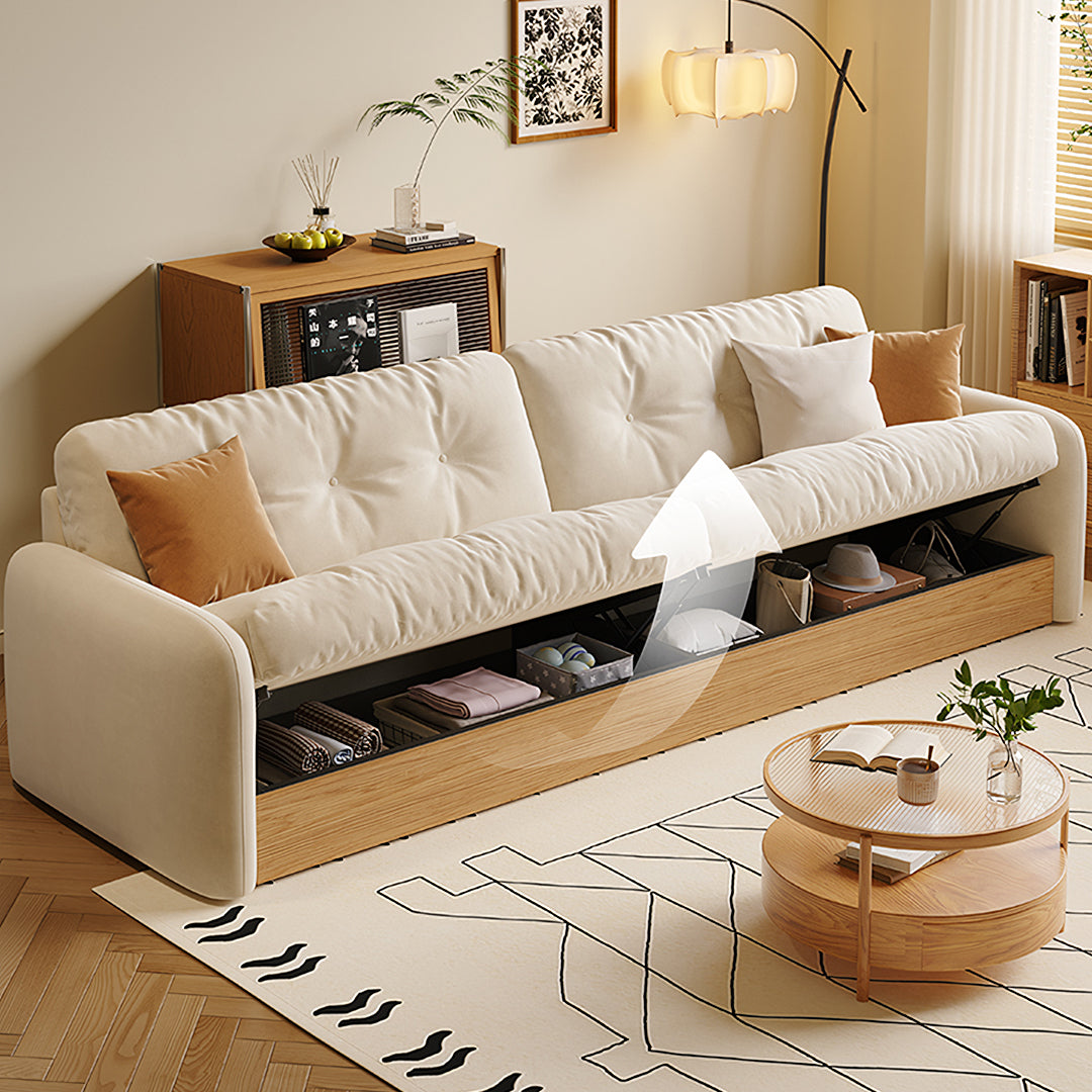 Salim Corner Sofa Bed With Foldable Chaise, Cream