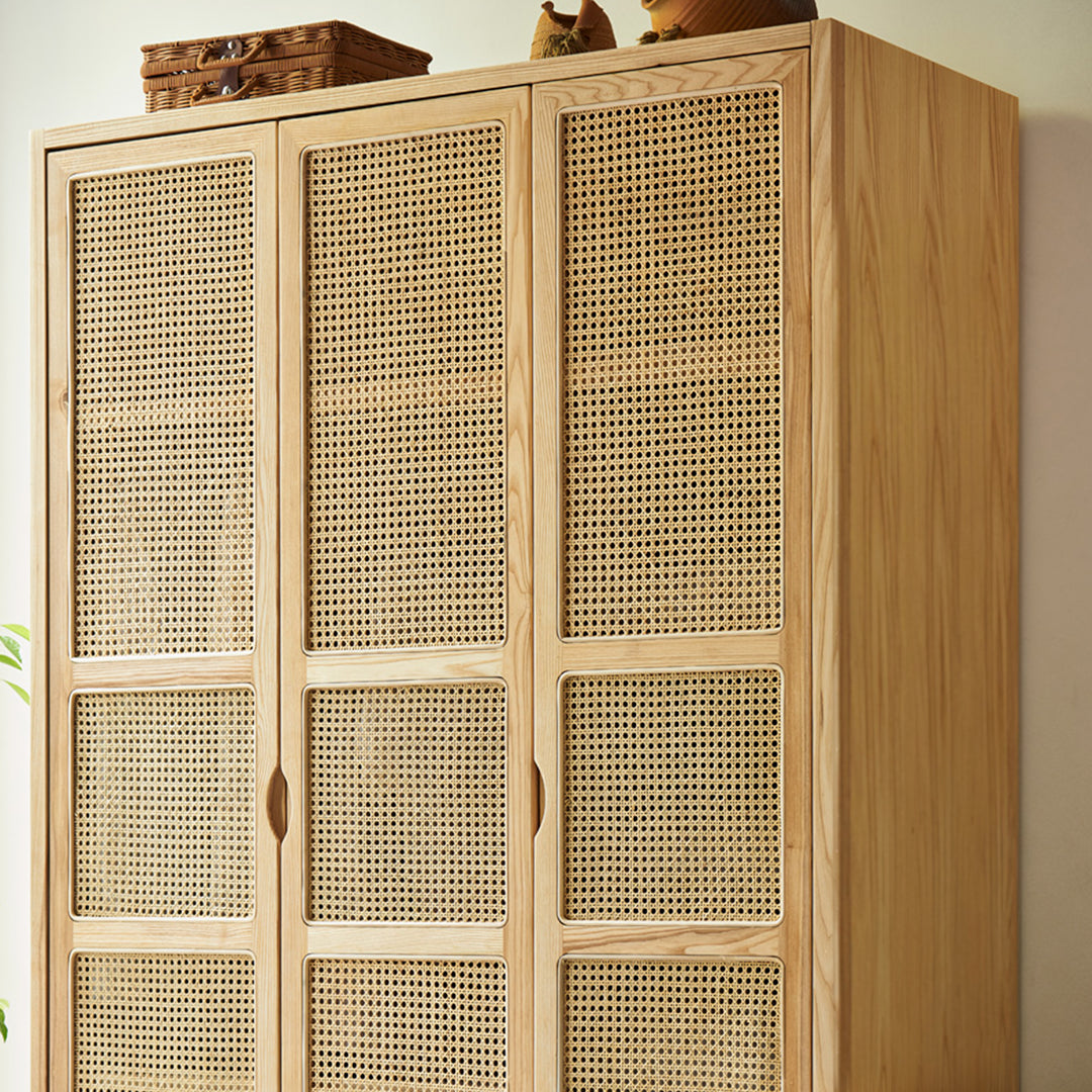 Amelia Rattan Wardrobe, Solid Wood & Rattan