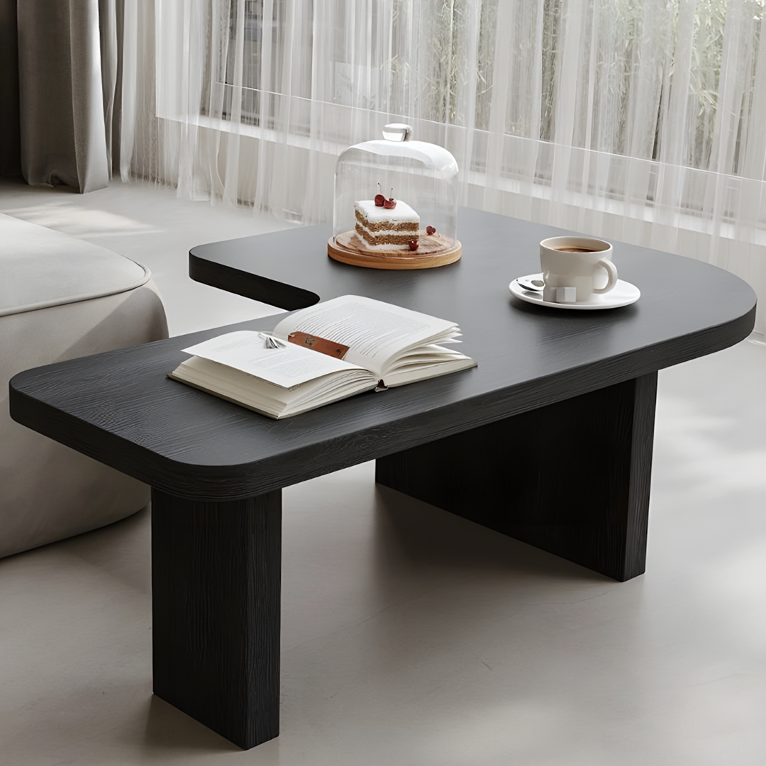 Helios Square Coffee Table Set, Black & Walnut