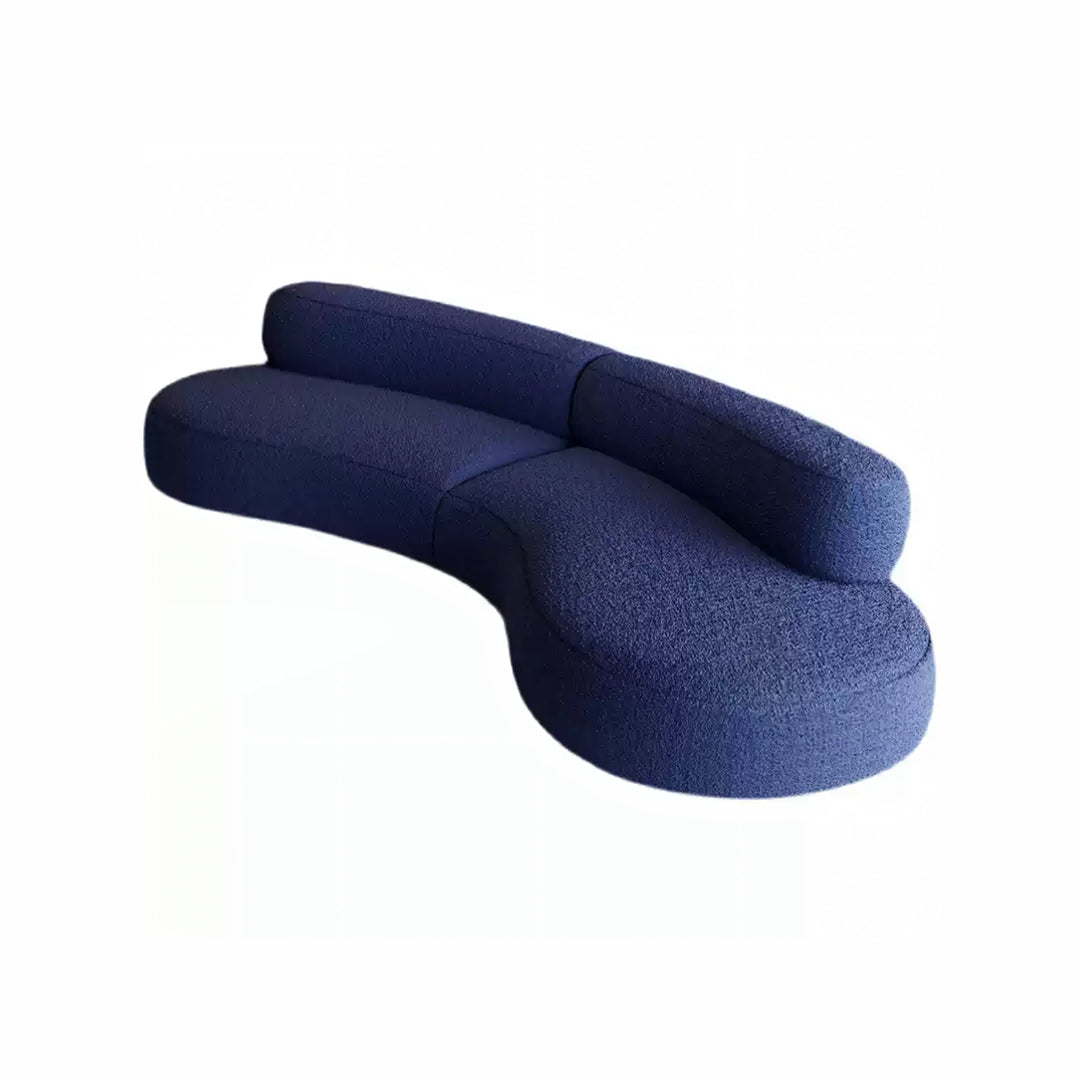 Selim Three Seater Curved Sofa, Modular Sofa, Blue