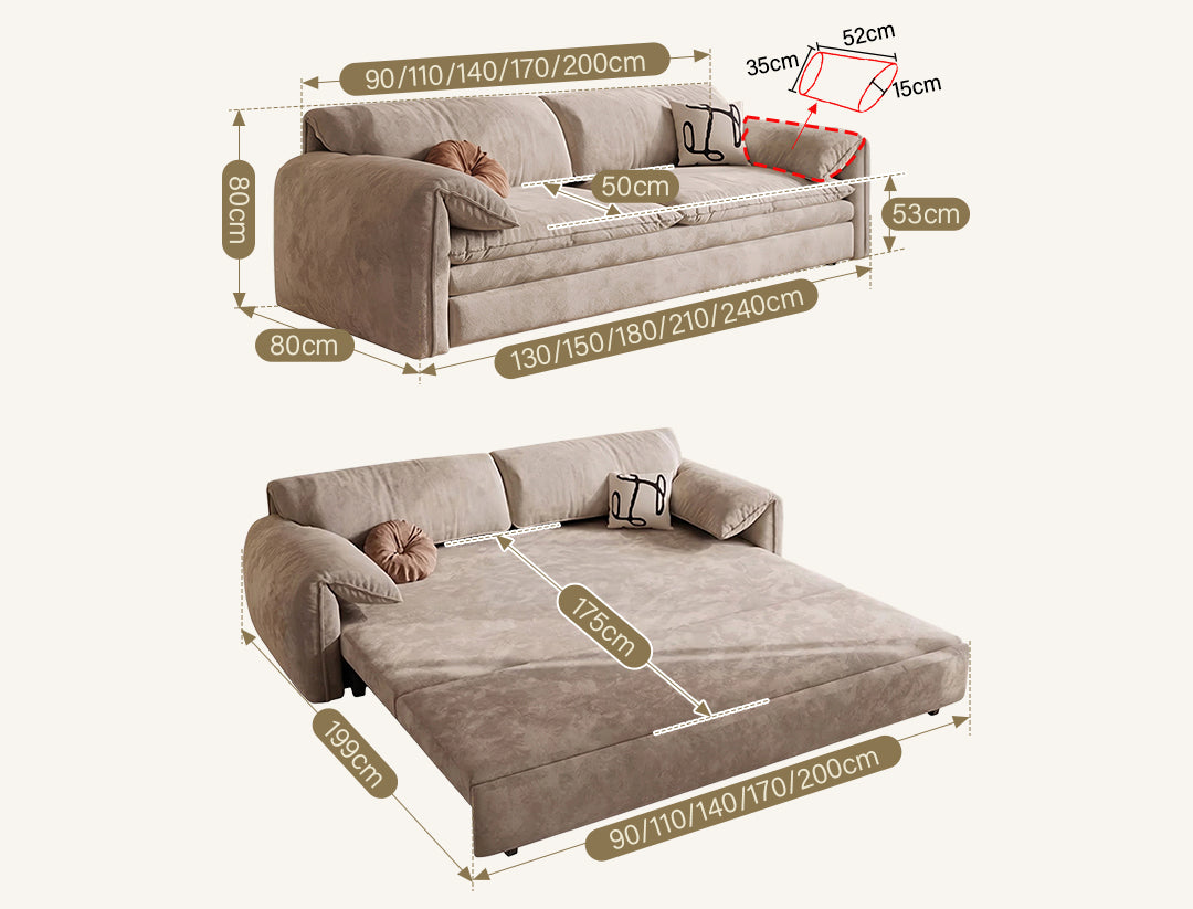 Moore Sofa Bed With Storage | Two & Three Seater Sofa Bed | Weilai