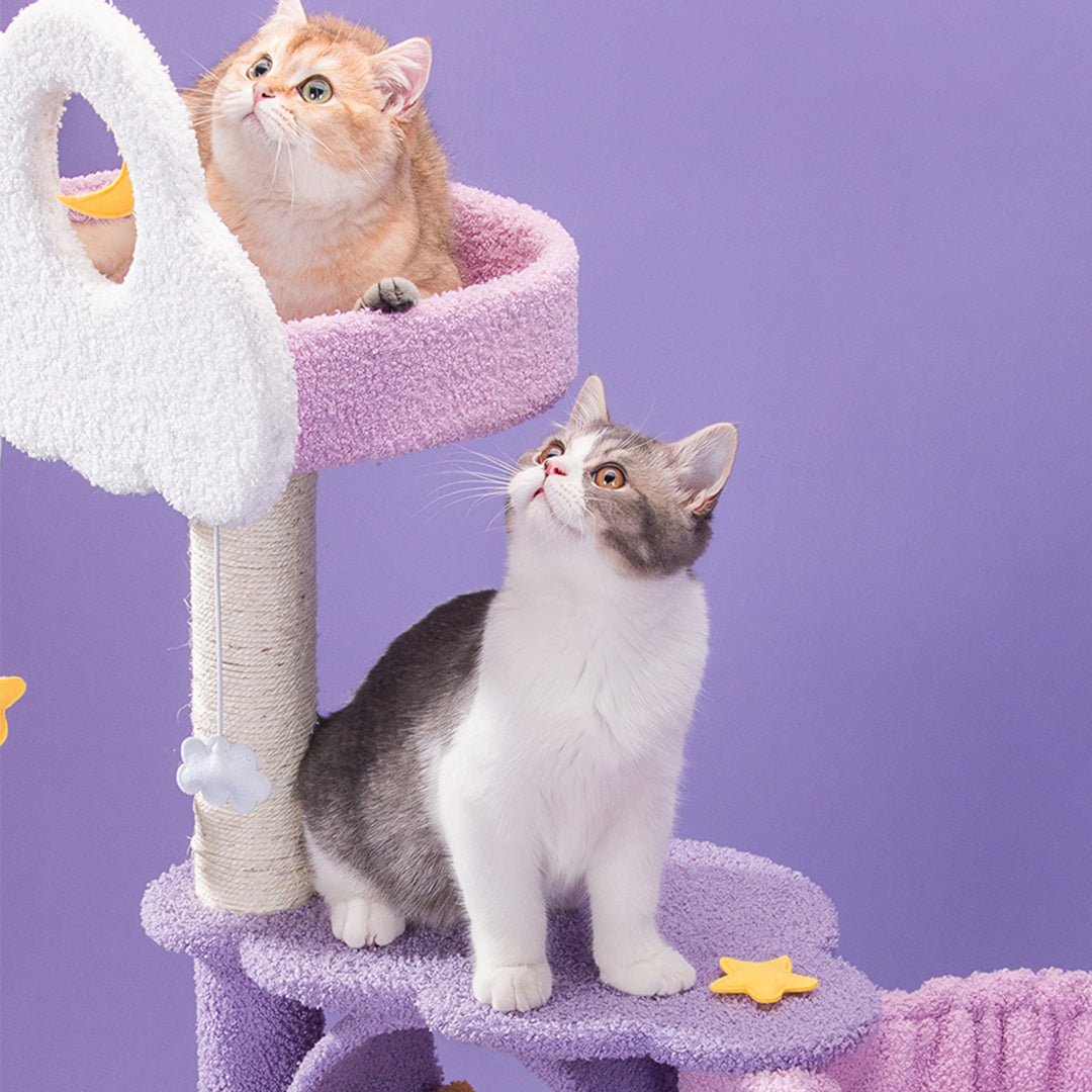 Díaz Cat Climber, Cat Tree, Coral Fleece, Purple-Weilai Concept-Weilai Concept