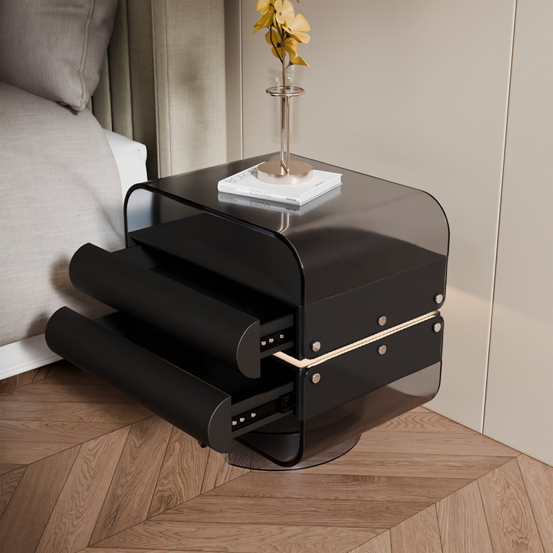 Friesen Rotateble Bedside Table With Storage & Light Strip