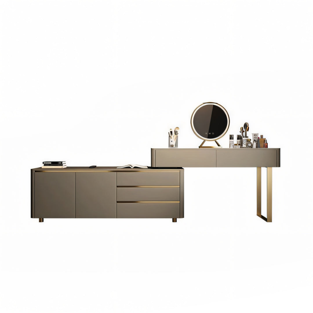 Dempsey Dressing Table With Sideboard, Extendable, Corner Dressing Table-Weilai Concept-100cm Dressing Table + 160cm Sideboard-NO Stool-Weilai Concept